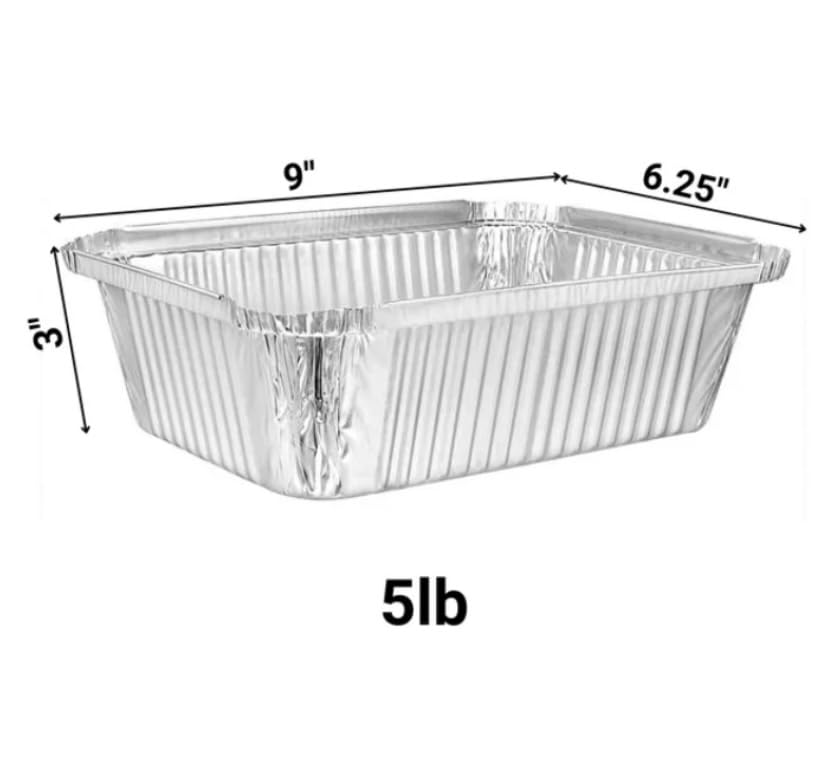 ProPac & Seal Disposable 5 LB OBLONG Aluminum Takeout Tin Foil Baking Pans 10"X7"X3" Inch Bakeware - Cookware Perfect for Baking Cakes,Brownies,Bread, and Meatloaf (Pack of 25)