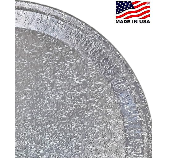 PROPAC & SEAL 16" Round Flat Aluminum Foil Cater Trays with Clear Dome Lids - Disposable Stackable Serving Platters for Parties, Holidays, Events, and Buffet Pack of