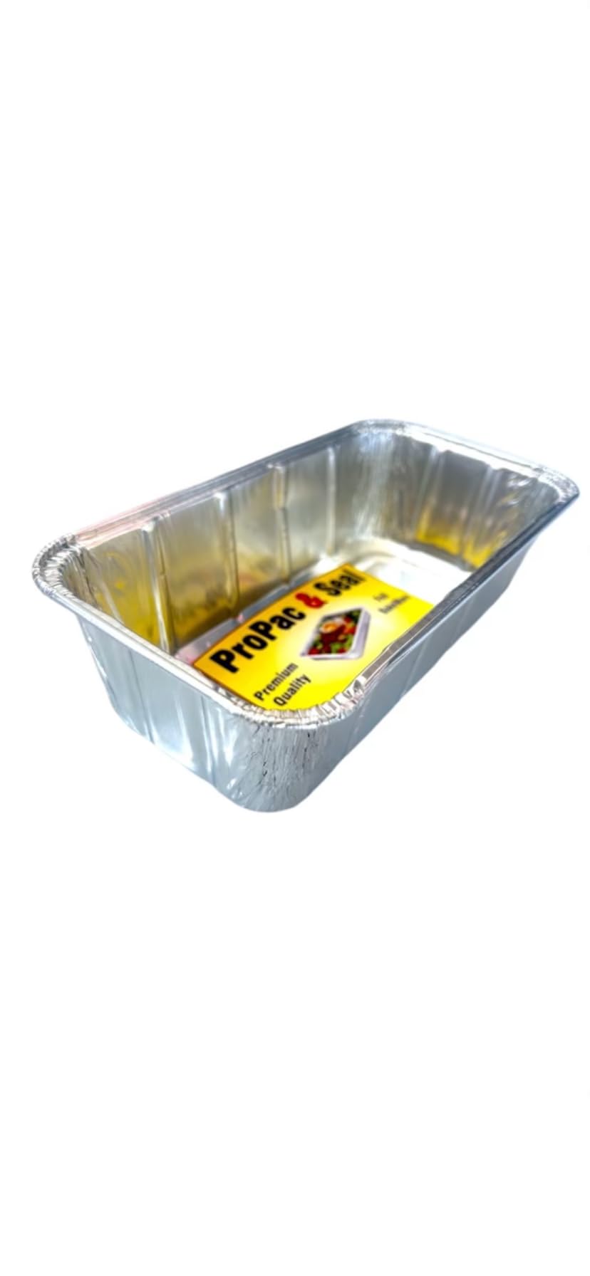 ProPac & Seal (2 Lb 50 Pack Disposable Loaf Pans Aluminum Tin Foil Meal Prep Bakeware - Cookware Perfect for Baking Cakes, Bread, Meatloaf, Lasagna 2 Pound 8.5'' X 4.5'' X 2.25''
