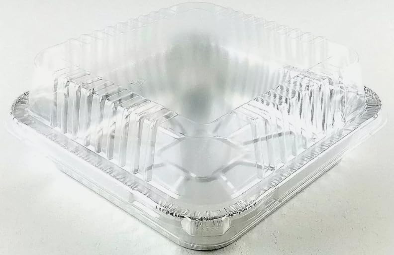ProPac & Seal Square Aluminum Foil Cake Pan w/Dome Lid - Disposable Pans PACK OF