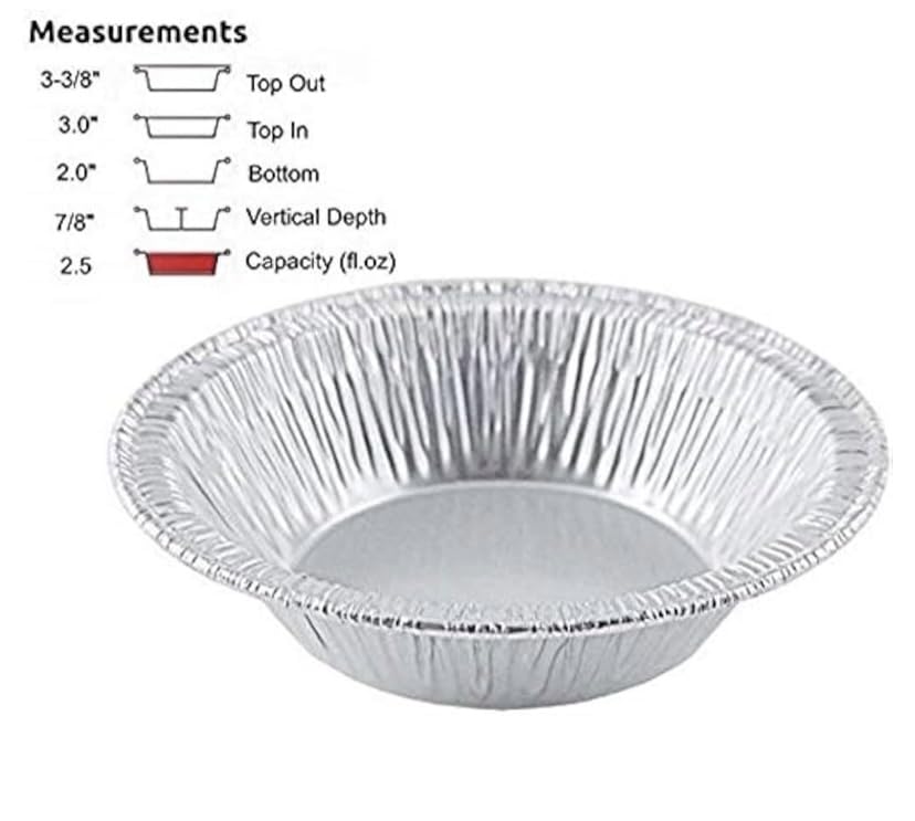 ProPac & Seal 3" Disposable Aluminum Foil Tart Pans Mini Silver Baking Pie Tins Pack of