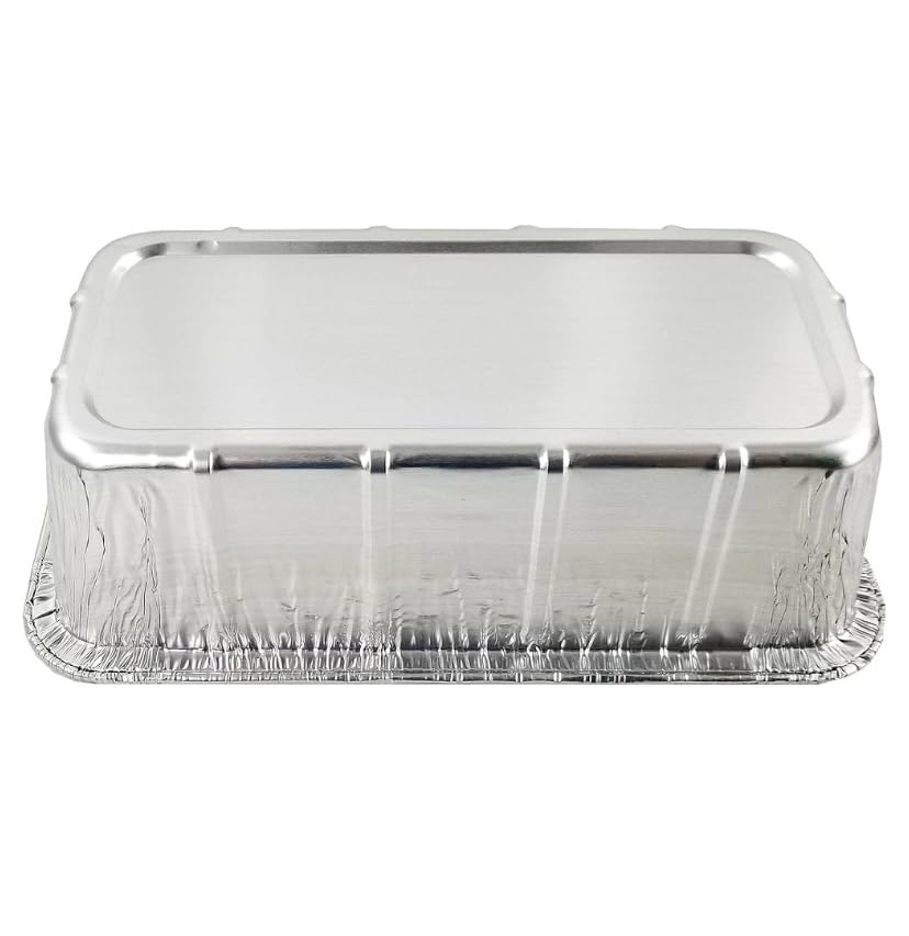 ProPac & Seal Loaf Pans - Disposable Aluminum Foil 1 1/2 lb. Bread Tins 8.5" X 4.5" X 2.3" with Clear Plastic Dome Lids (Pack of 50)