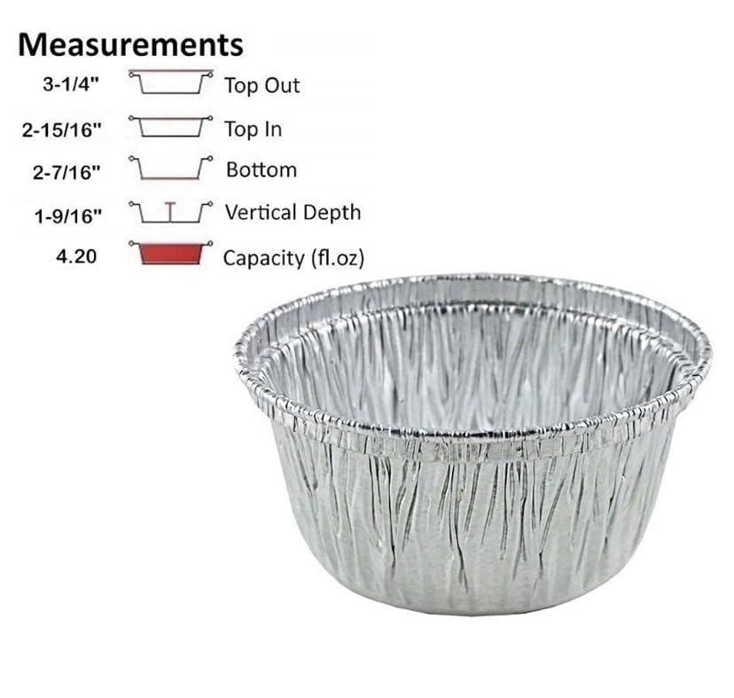 PROPAC & SEAL 4 oz. Aluminum Foil Cup - Disposable Utility/Cupcake/Ramekin/Muffin Baking Tins Pack of
