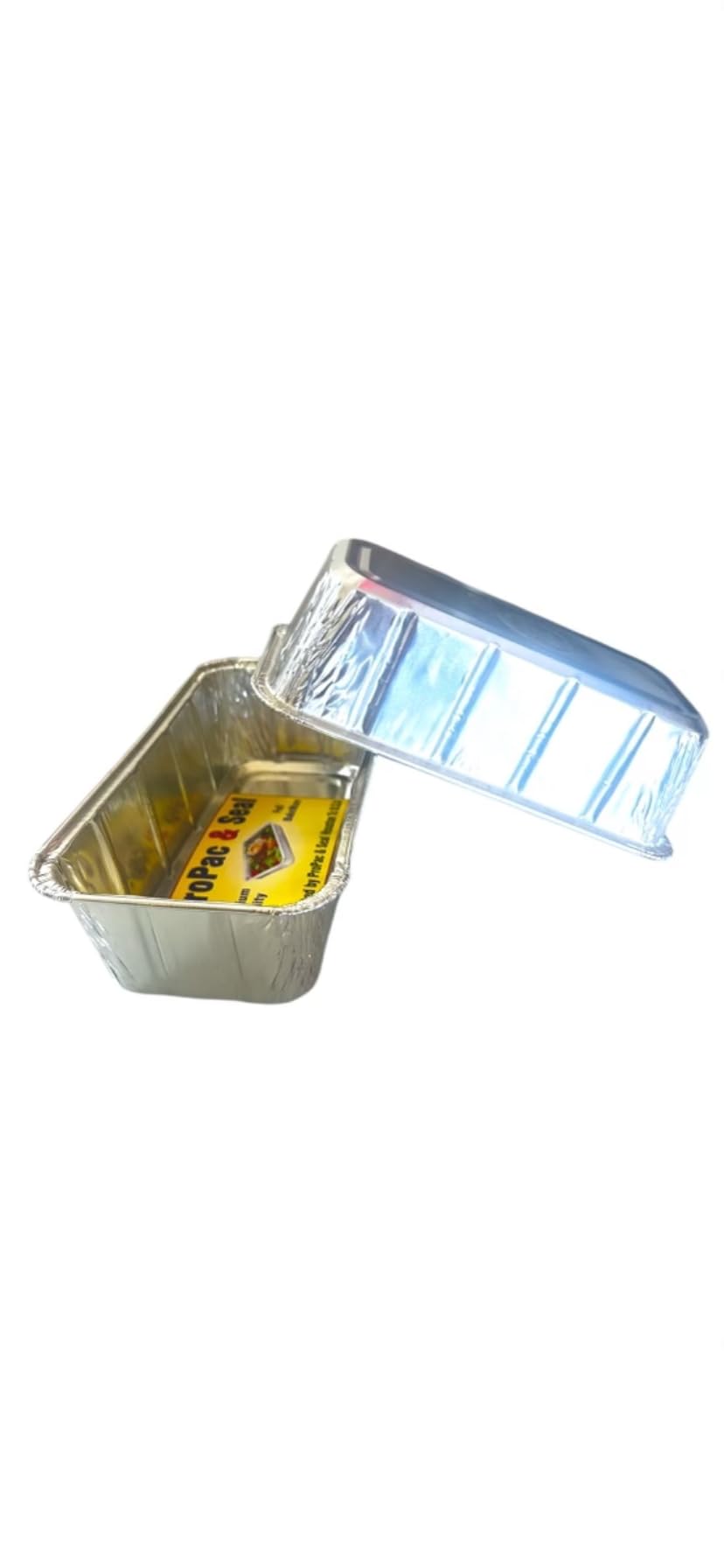 ProPac & Seal (2 Lb 25 Pack Disposable Loaf Pans Aluminum Tin Foil Meal Prep Bakeware - Cookware Perfect for Baking Cakes, Bread, Meatloaf, Lasagna 2 Pound 8.5'' X 4.5'' X 2.25''