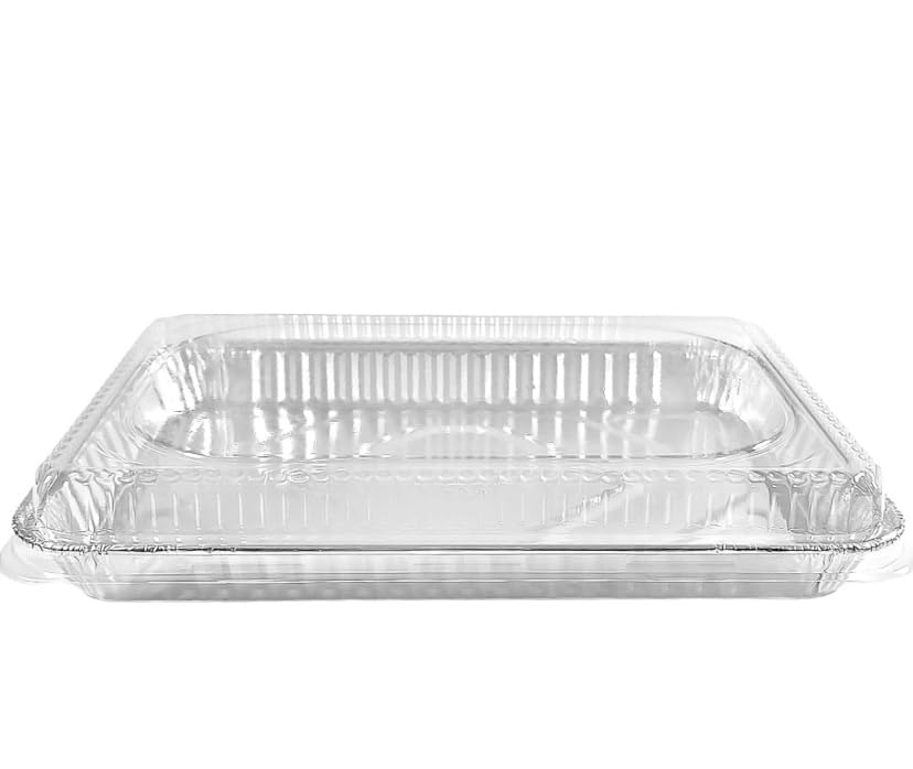 ProPac & Seal 1/4 Size Sheet Cake Aluminum Foil Pan w/Clear Low Dome Lid 12.75 L x 8.75 W x 1.25 D (Pack of 10 PIECES)