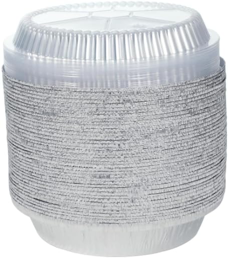 ProPac & Seal 9" Round Aluminum Foil Pans with Clear Lids, Disposable Food Containers with Plastic Coners for Storing, Baking, Meal Prep & Reheating, Freezer & Oven Safe, Recyclable, PACK OF