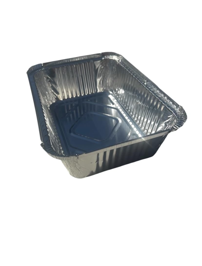 ProPac & Seal Disposable 5 LB OBLONG Aluminum Takeout Tin Foil Baking Pans 10"X7"X3" Inch Bakeware - Cookware Perfect for Baking Cakes,Brownies,Bread, and Meatloaf (Pack of 25)