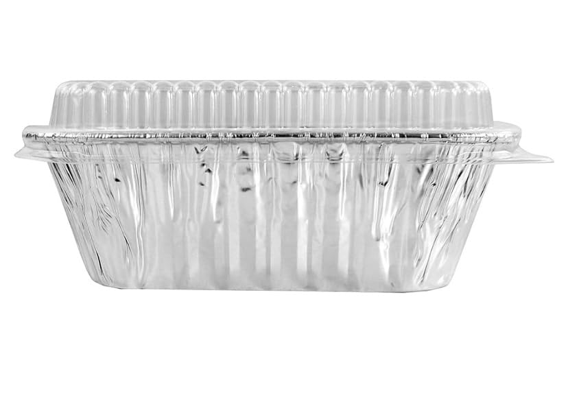 ProPac & Seal Disposable 1 lb. Aluminum Foil Mini Loaf Pans with Clear Dome Lids (Pack of 25)