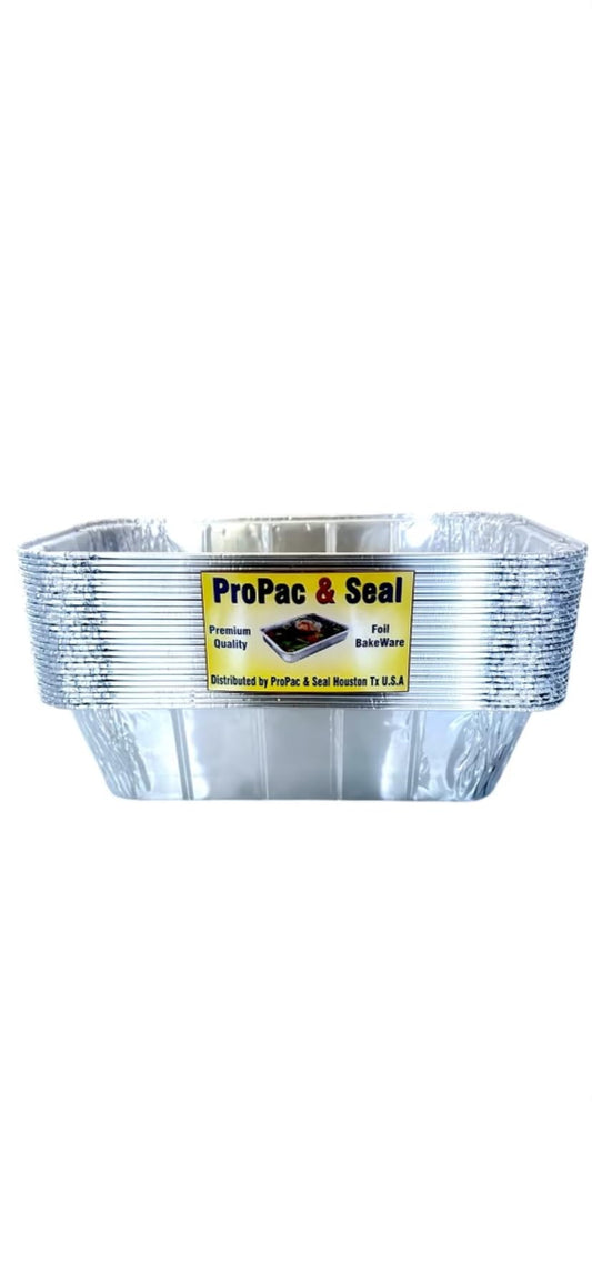 ProPac & Seal (5 Lb 25 Pack Disposable Loaf Pans Aluminum Tin Foil Meal Prep Bakeware - Cookware Perfect for Baking Cakes, Bread, Meatloaf, Lasagna 5 Pound 12.5'' X 6.25'' X 3.5''