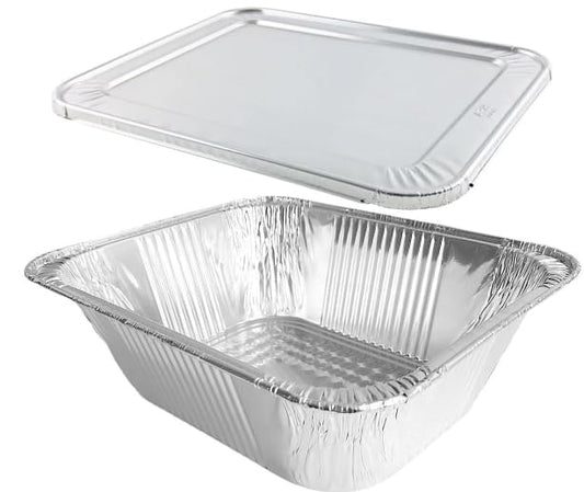 PROPAC & SEAL Half-Size (1/2) 4" Extra-Deep Alumium Foil Steam Table Roaster Pans with Lids - Disposable Containers Great for Baking, Broiling, Heating, Catering, Meal Prep PACK OF