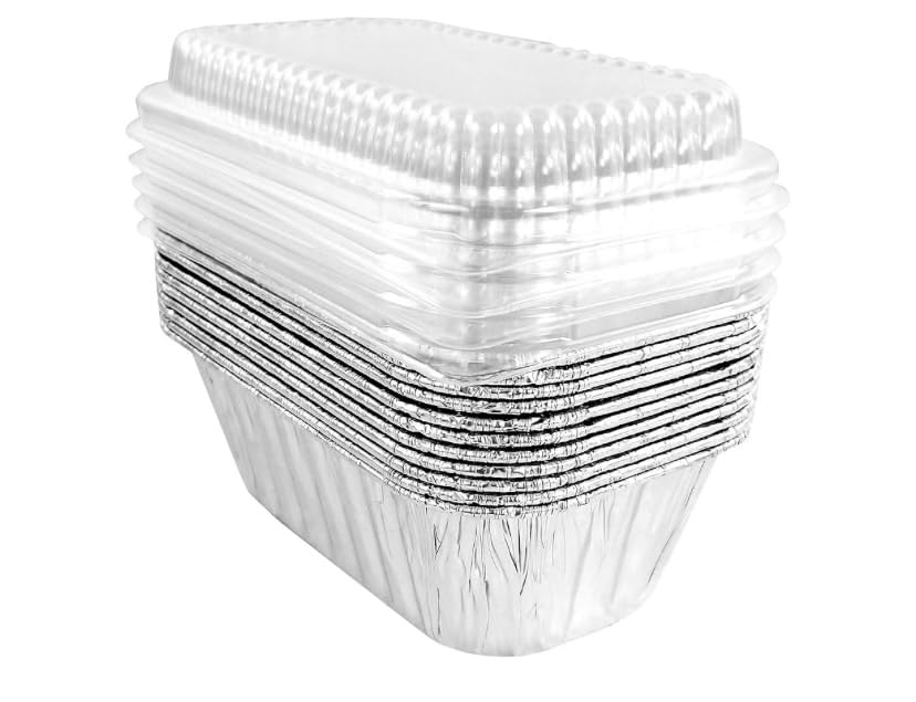 ProPac & Seal Disposable 1 lb. Aluminum Foil Mini Loaf Pans with Clear Dome Lids (Pack of 25)