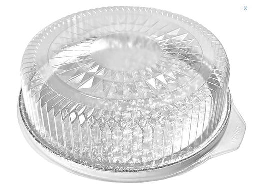 PROPAC & SEAL 12" Round Flat Aluminum Foil Catering Tray w/Dome Lid - Disposable Cater Serving Pan Pack of