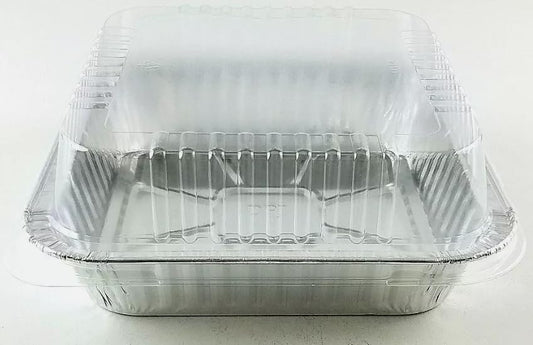 ProPac & Seal Square Aluminum Foil Cake Pan w/Dome Lid - Disposable Pans PACK OF