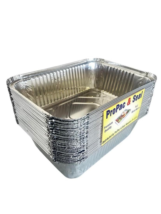 ProPac & Seal Disposable 5 LB OBLONG Aluminum Takeout Tin Foil Baking Pans 10"X7"X3" Inch Bakeware - Cookware Perfect for Baking Cakes,Brownies,Bread, and Meatloaf (Pack of 25)
