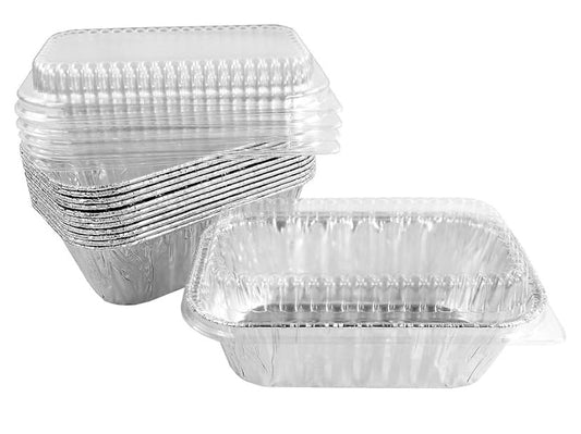 ProPac & Seal Disposable 1 lb. Aluminum Foil Mini Loaf Pans with Clear Dome Lids (Pack of 25)