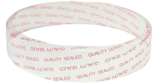 PROPAC & SEAL Clear w/Red Safety Print Heat Shrink Bands - Fits Round Plastic Soup/Deli Containers Sizes 8-32 Ounces (Pack of 250)