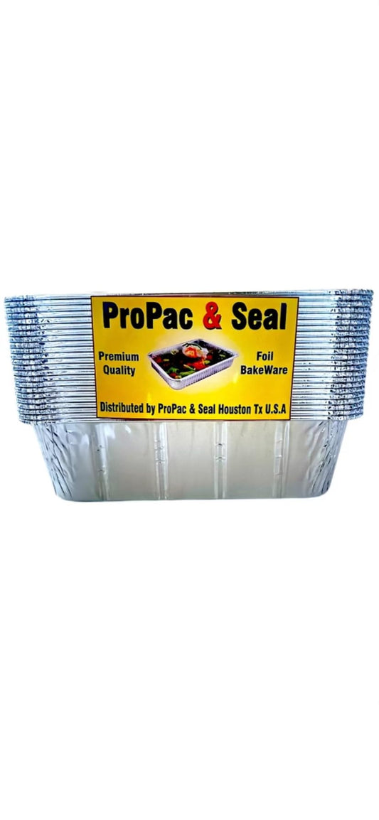 ProPac & Seal (2 Lb 25 Pack Disposable Loaf Pans Aluminum Tin Foil Meal Prep Bakeware - Cookware Perfect for Baking Cakes, Bread, Meatloaf, Lasagna 2 Pound 8.5'' X 4.5'' X 2.25''