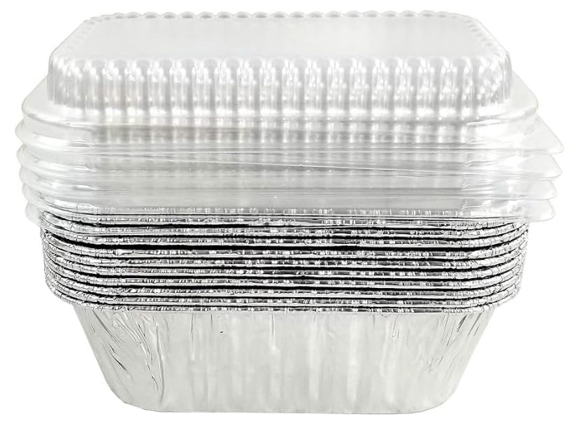 ProPac & Seal Disposable 1 lb. Aluminum Foil Mini Loaf Pans with Clear Dome Lids (Pack of 25)